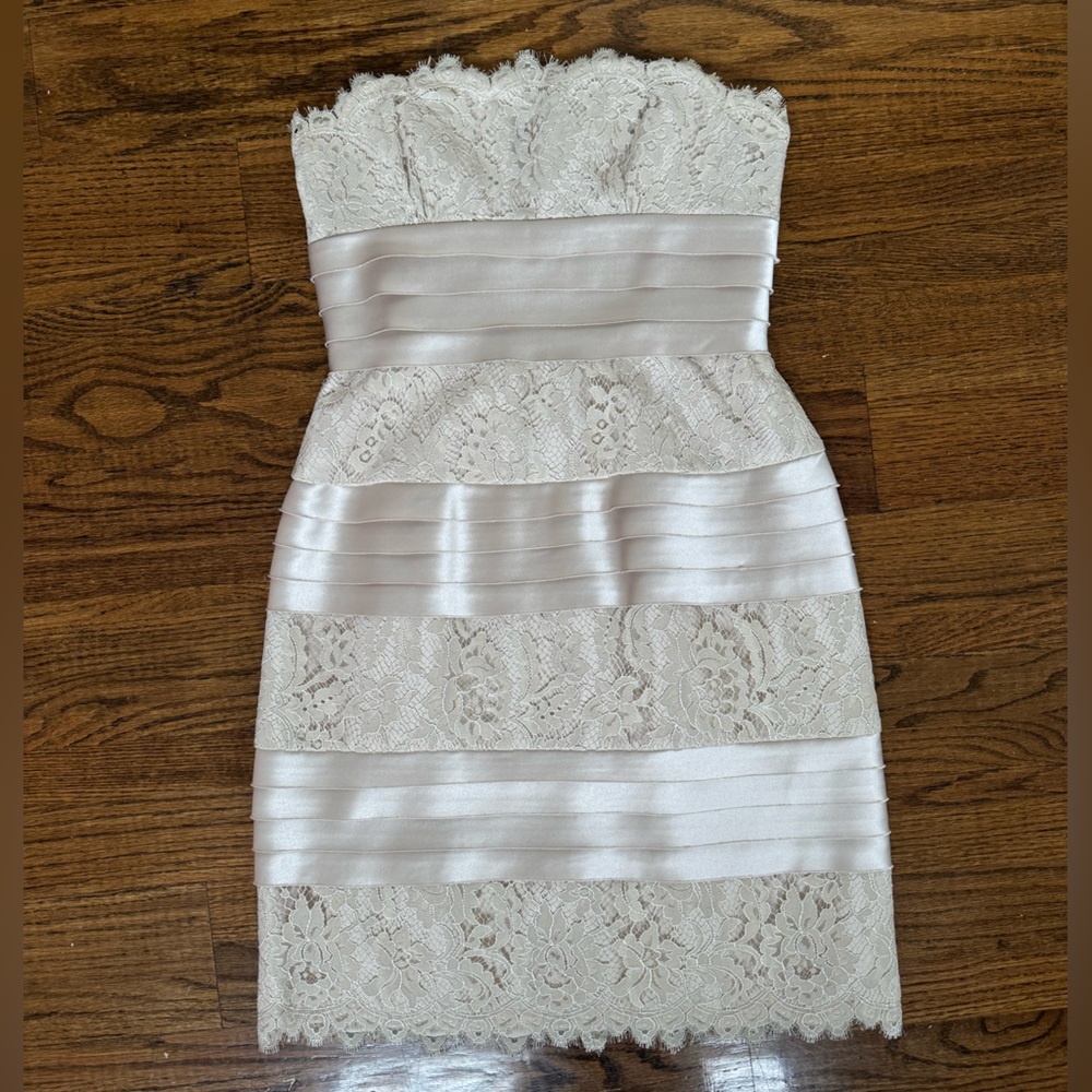 BCBGmaxazria Lace and Satin Strapless Dress Size 4